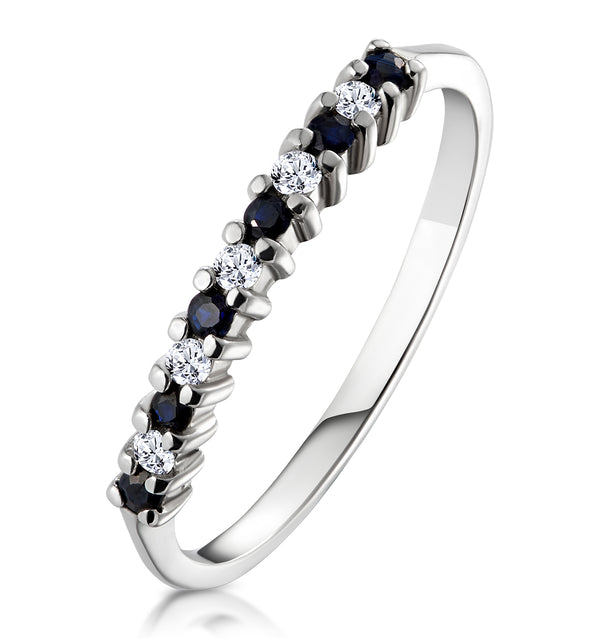 Sapphire 0.10ct And Diamond 9K White Gold Ring